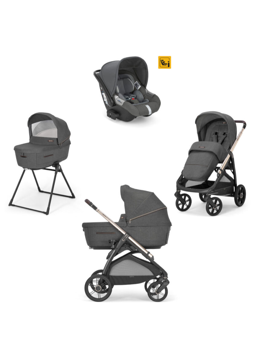 Aptica system quattro colore velvet grey con seggiolino auto darwin infant e telaio palladio - inglesina