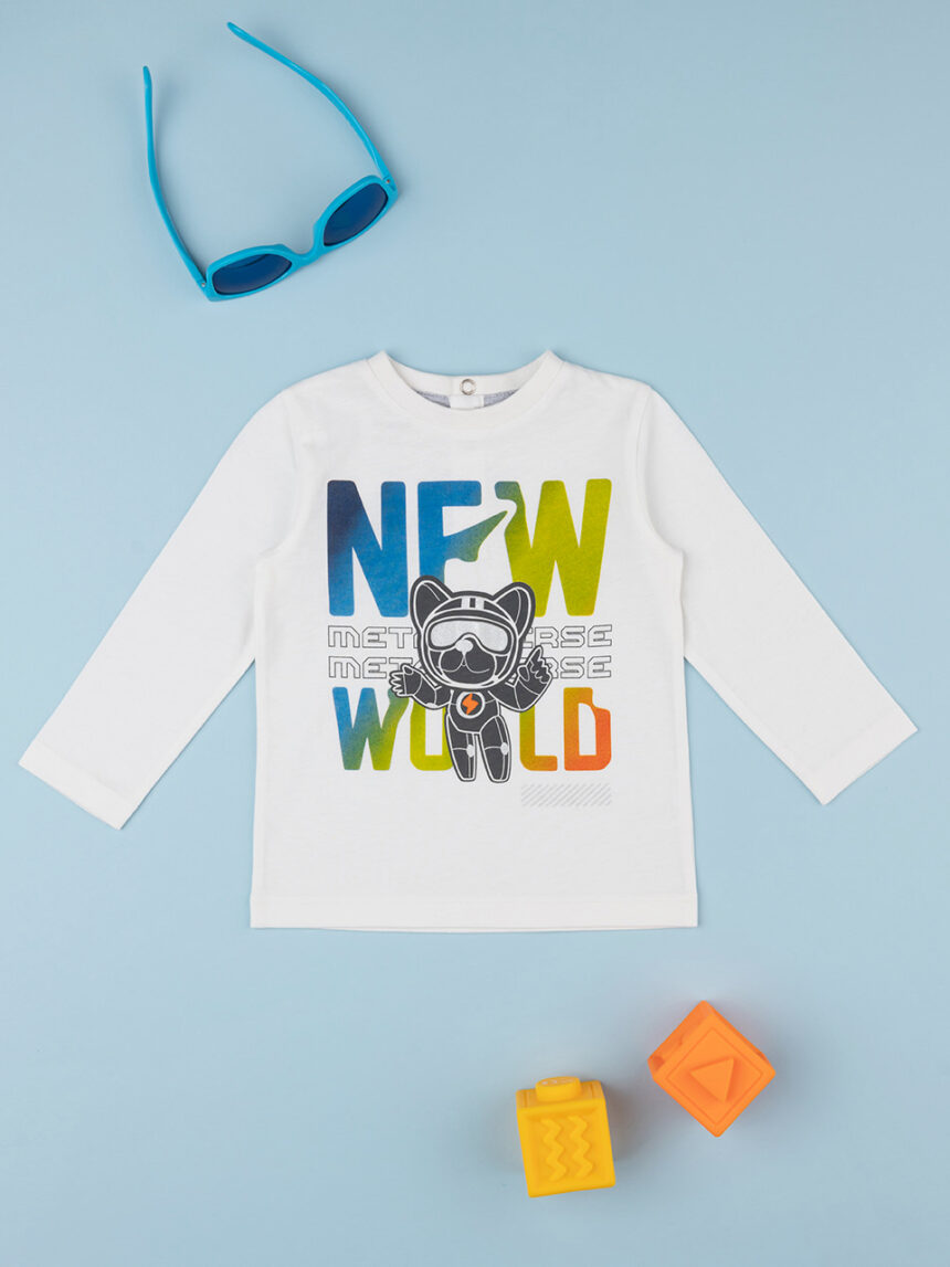 T-shirt bimbo stampata "new world" - Prénatal