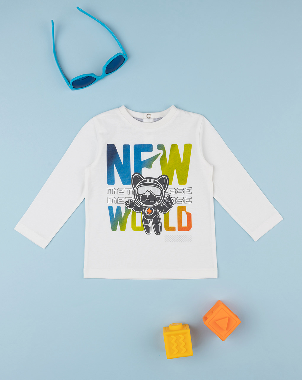 T-shirt bimbo stampata "new world" - Prénatal