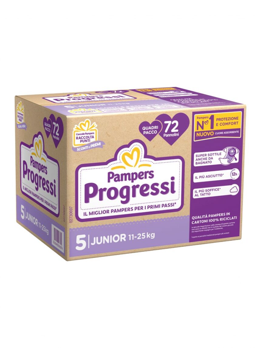 Progressi taglia 5 junior quadri pacco x72 - pampers - Pampers