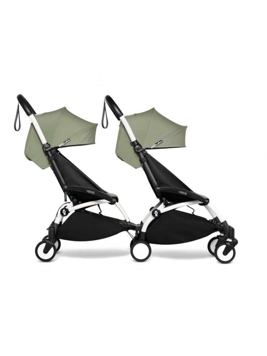 Passeggino yoyo² gemellare babyzen connect con telaio white e rivestimento olive 6+ - Babyzen