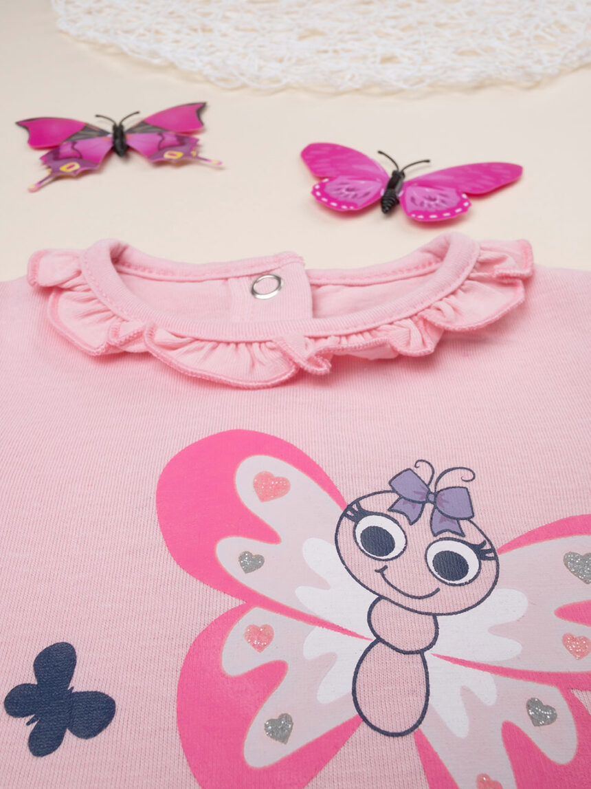 Body rosa maniche lunghe bimba farfalle - Prénatal