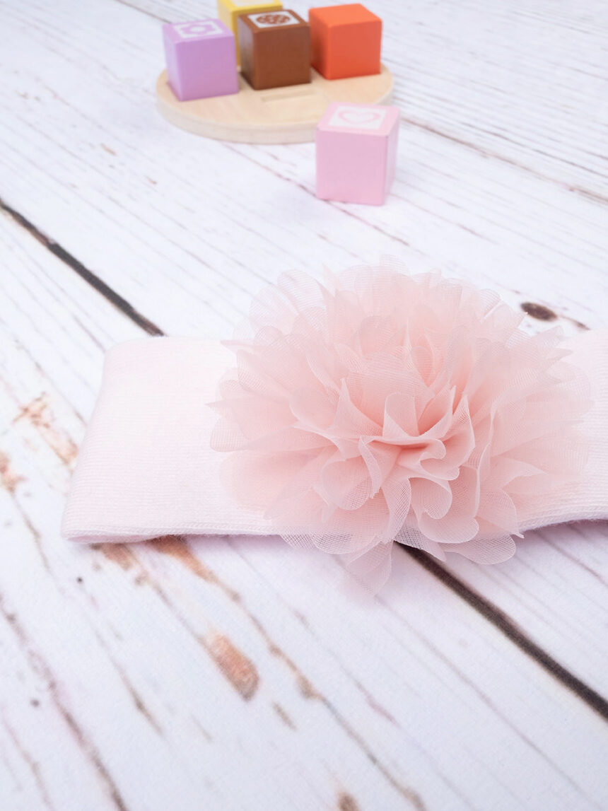 Fascia capelli rosa con fiore in tulle - Prénatal