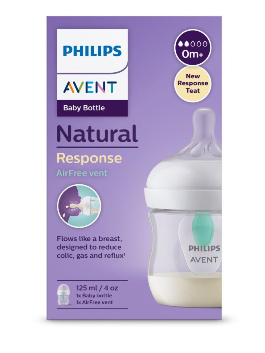 Biberon natural con tettarella a risposta naturale e valvola airfree da 125 ml 0m+| senza bpa - philips avent - Philips Avent
