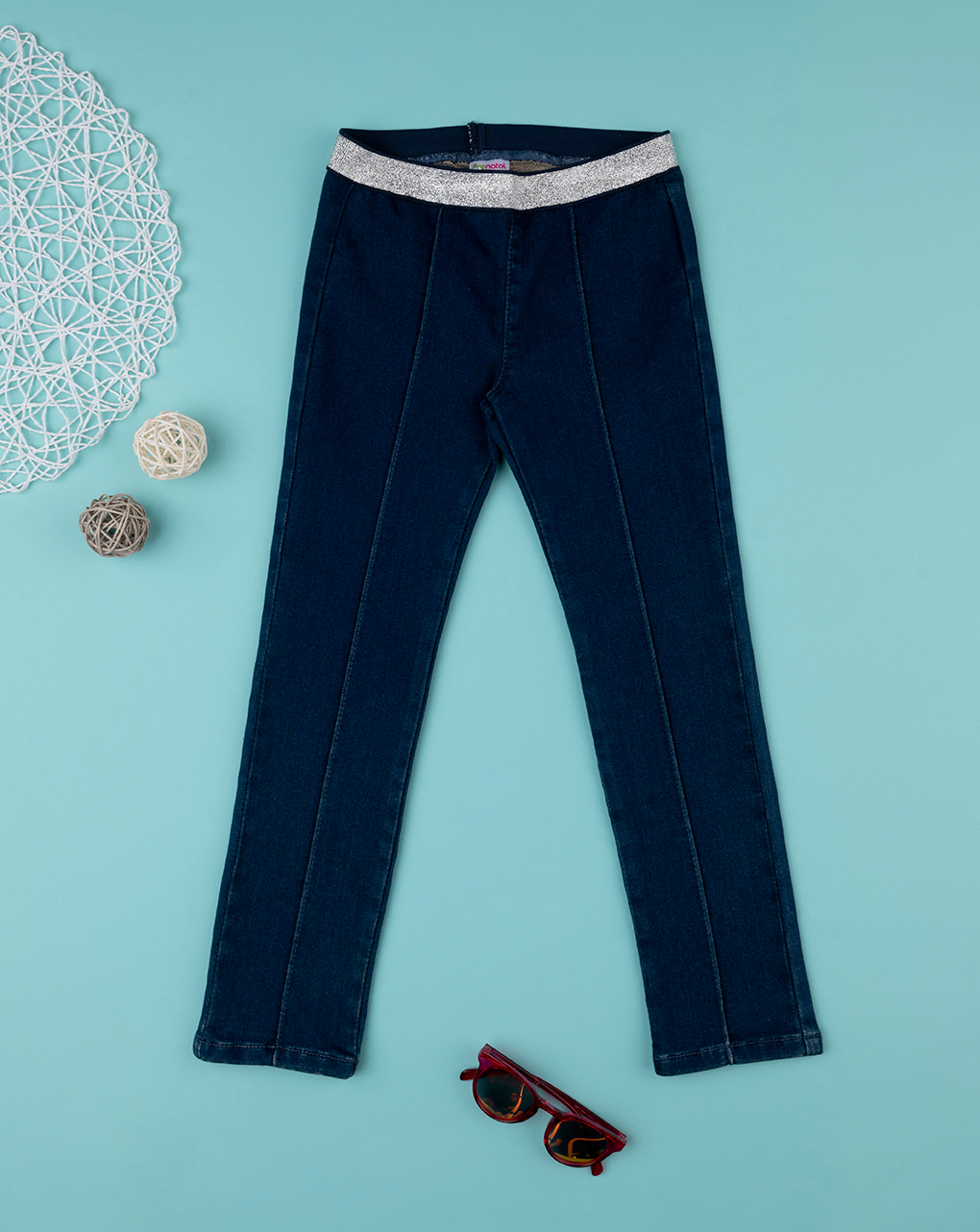 Pantaloni lunghi bambina blu con piping - Prénatal