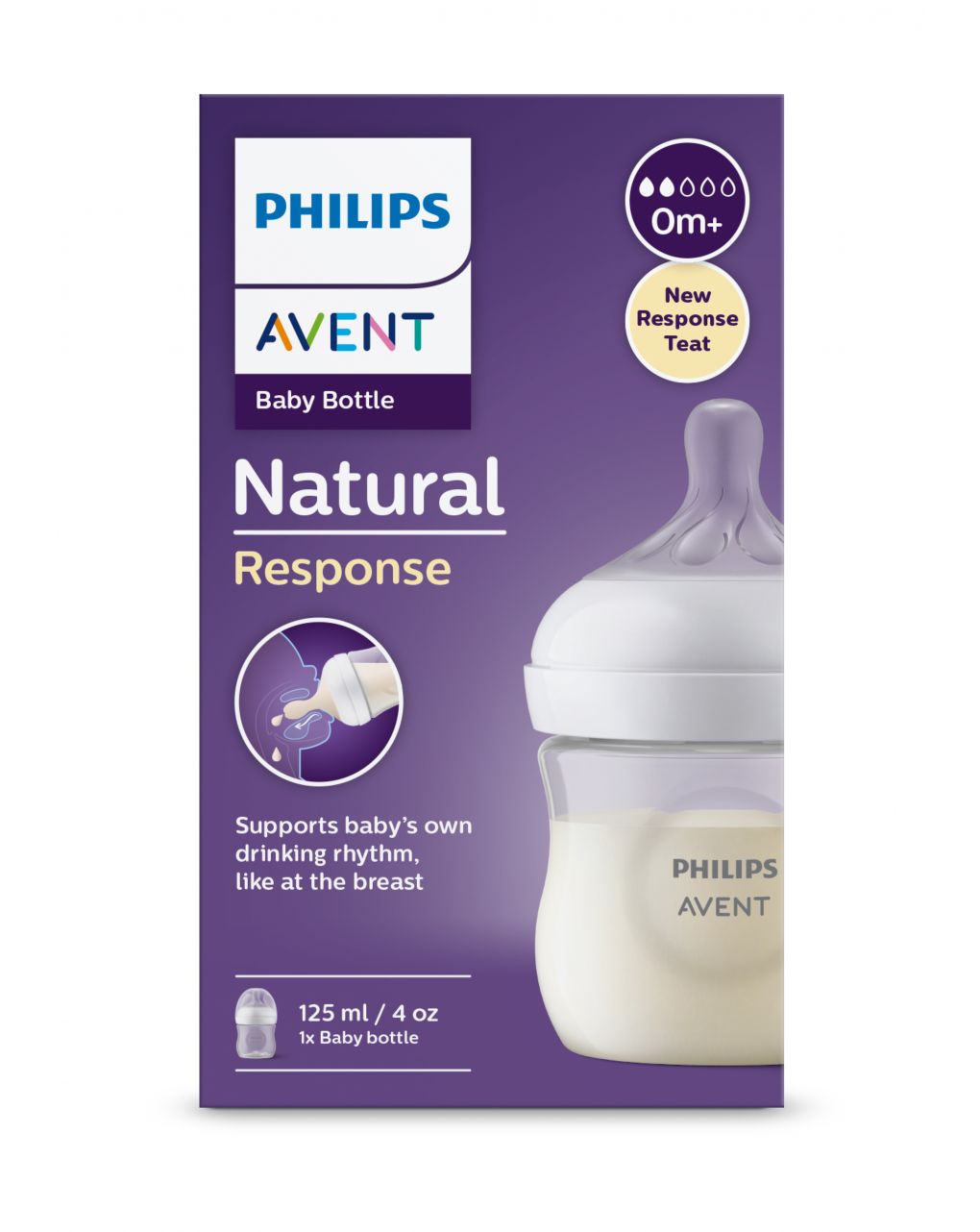 Biberon natural con tettarella a risposta naturale da 125 ml 0m+ | senza bpa - philips avent - Philips Avent