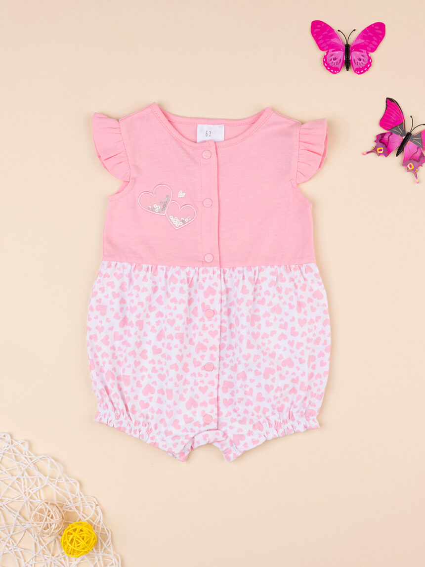Pagliaccetto neonata rosa con fiori - Prénatal