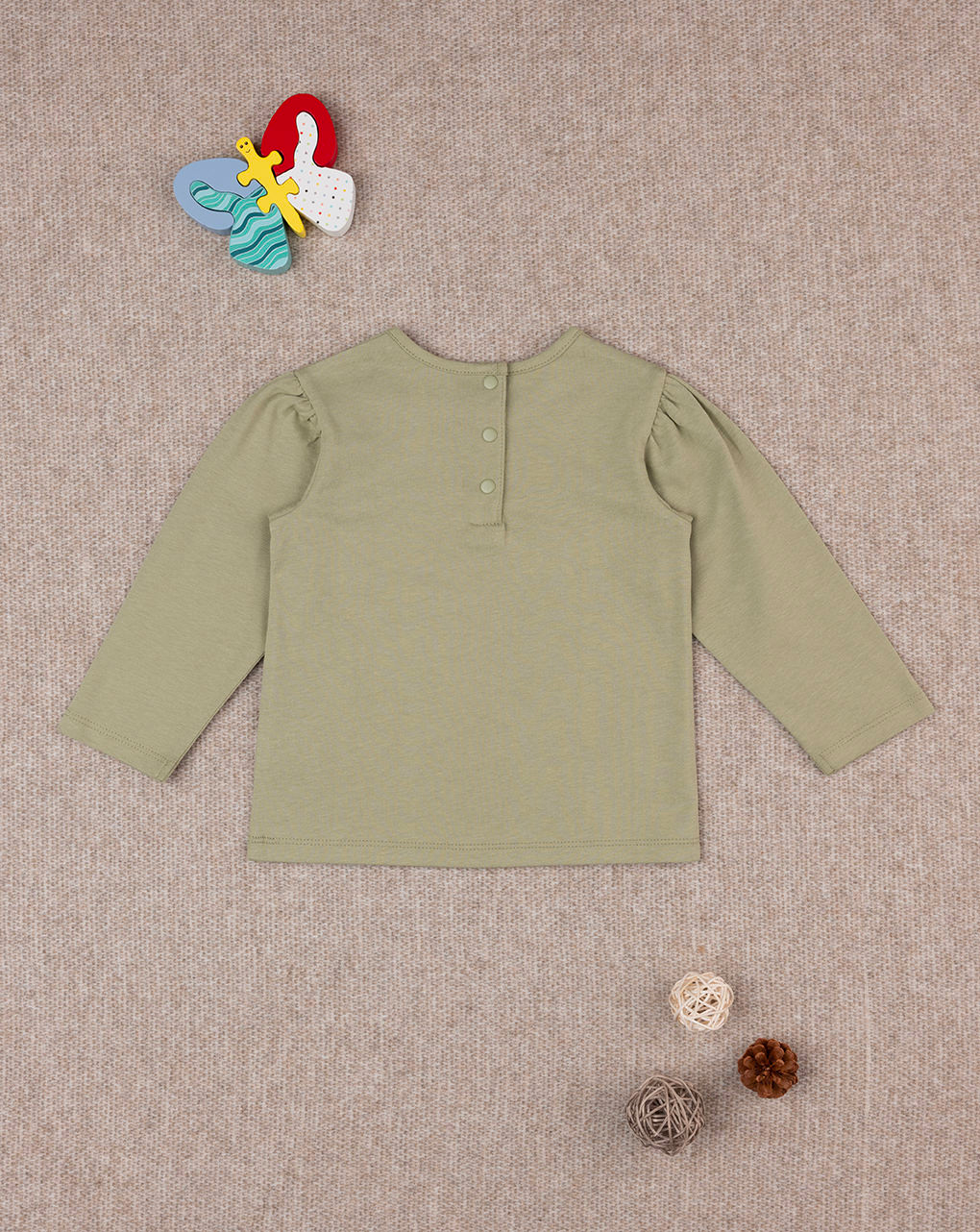 T-shirt bimba verde "farfalle" - Prénatal