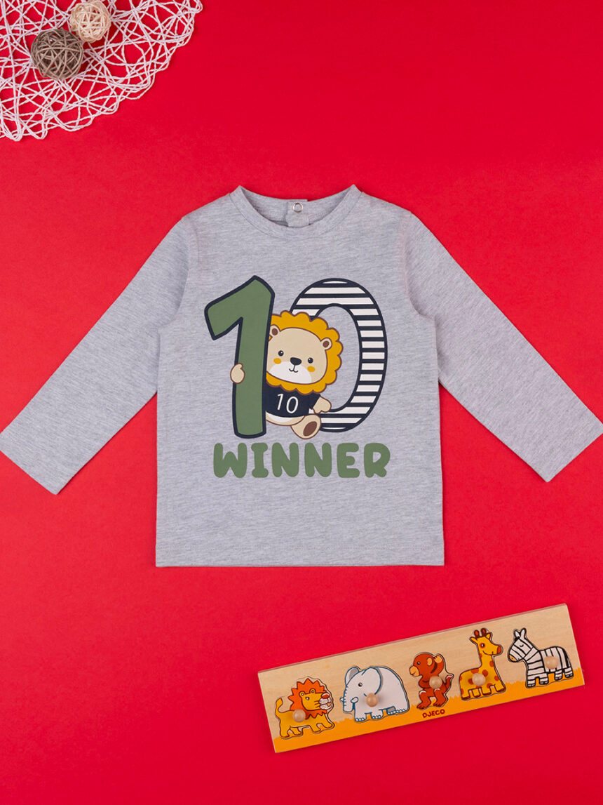 T-shirt bimbo "winner" grigia - Prénatal