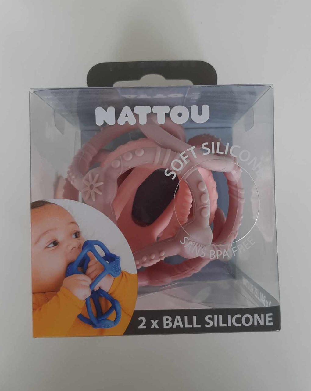 Set 2 palline in silicone rosa - nattou - Nattou