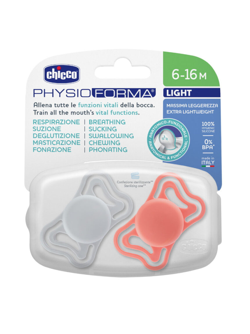 Succhietto light sunset colors in silicone 6-16m 2pz - chicco - Chicco