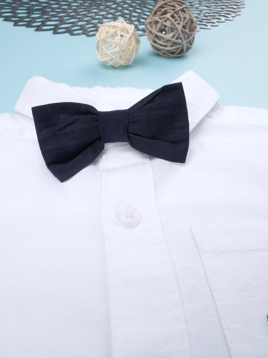 Camicia bimbo panna con papillon - Prénatal