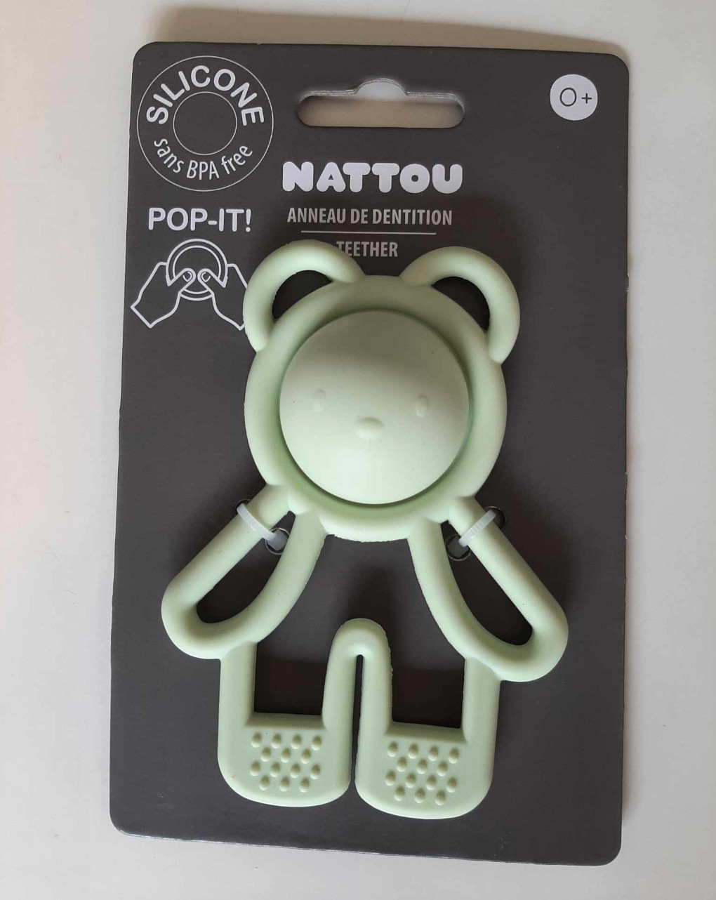 Sonaglio dentizione pop-it in silicone verde - nattou - Nattou