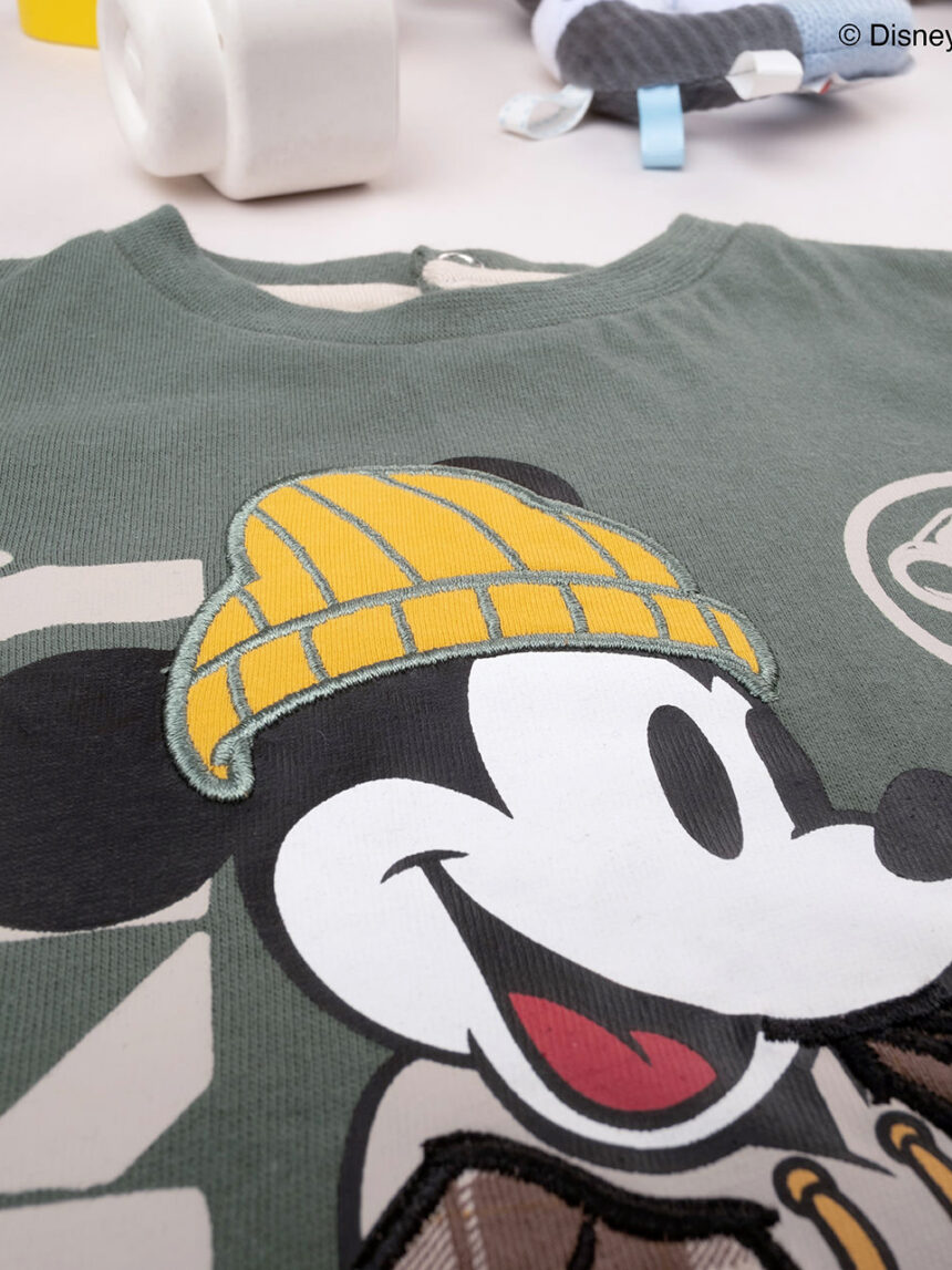 T-shirt bimbo verde "mickey mouse" - Prénatal