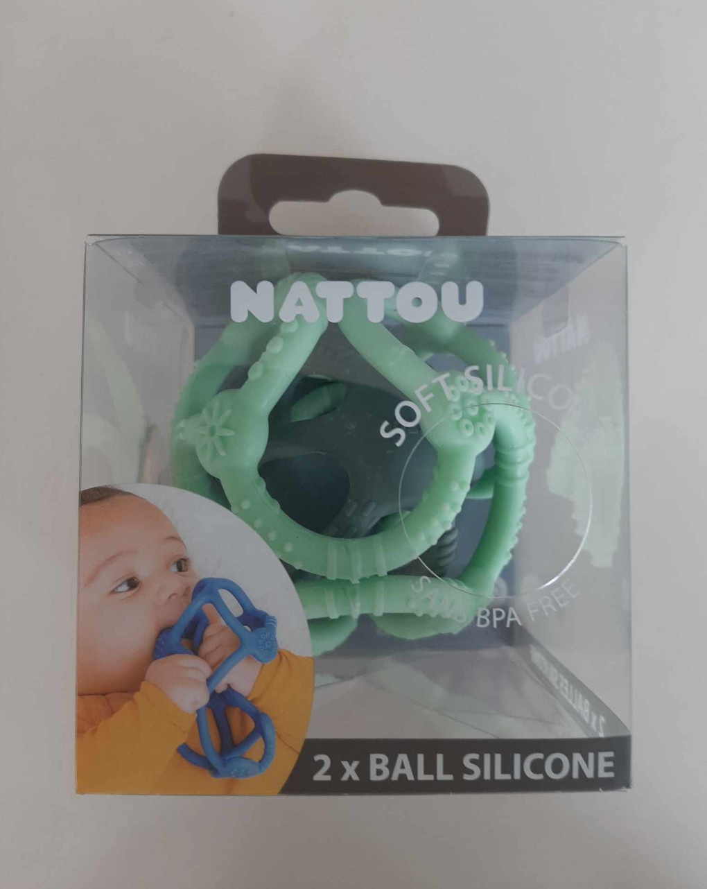 Set 2 palline in silicone verde - nattou - Nattou