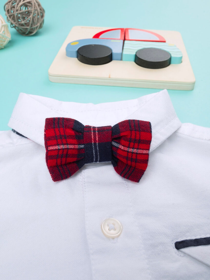 Camicia bimbo panna con papillon - Prénatal