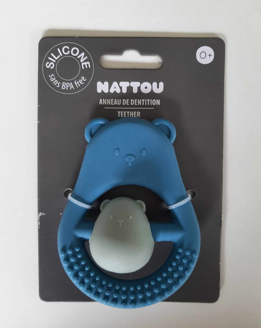 Sonaglio dentizione in silicone azzurro e verde - nattou - Nattou