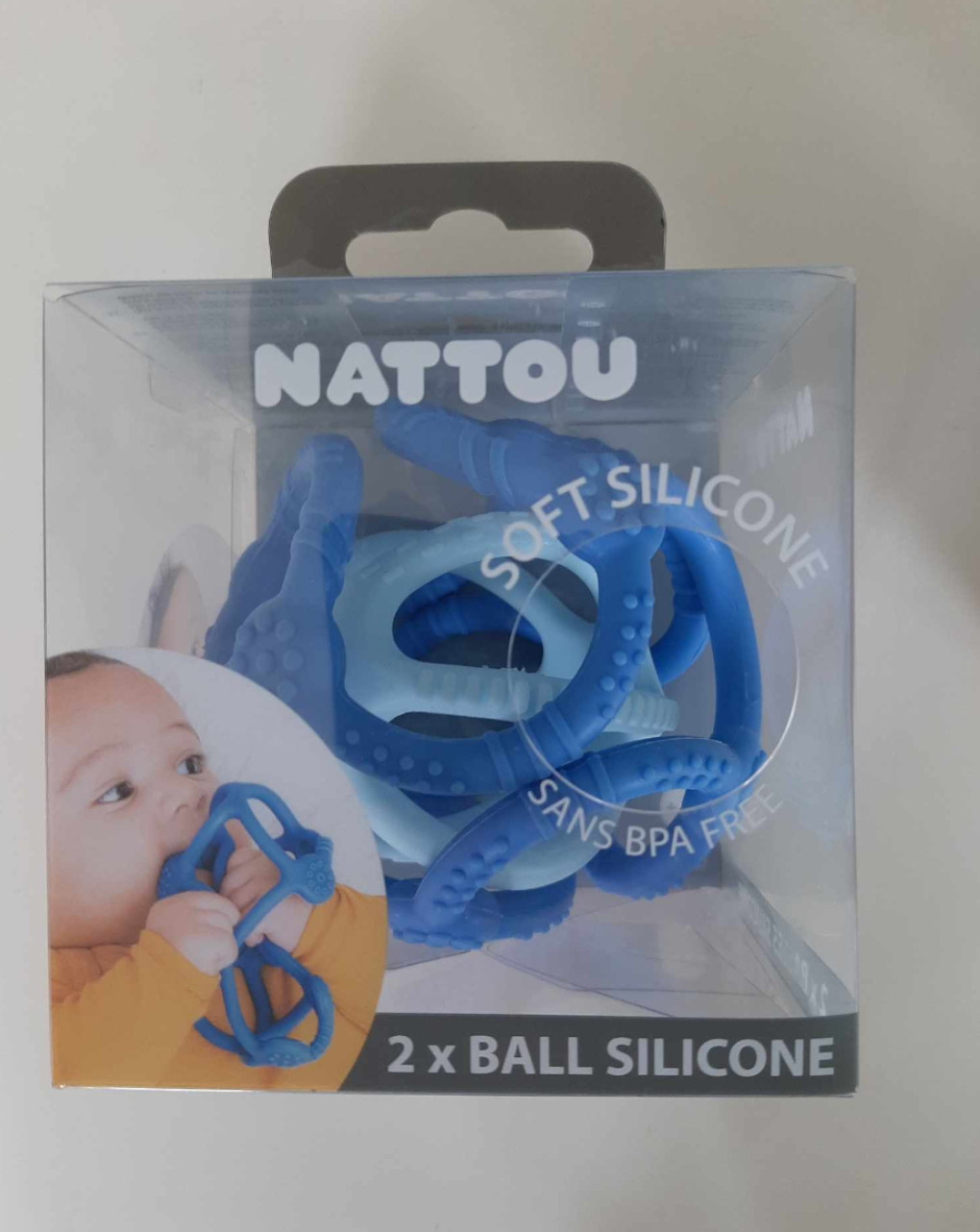 Set 2 palline in silicone azzurro - nattou - Nattou