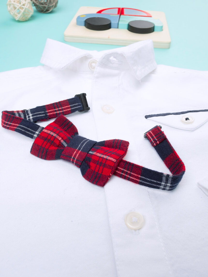 Camicia bimbo panna con papillon - Prénatal
