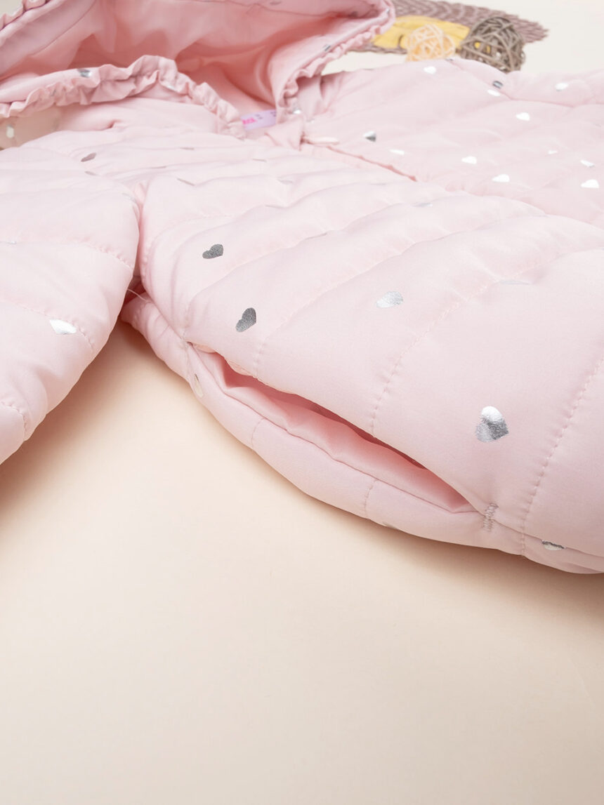 Piumino rosa leggero da bimba con cappuccio - Prénatal