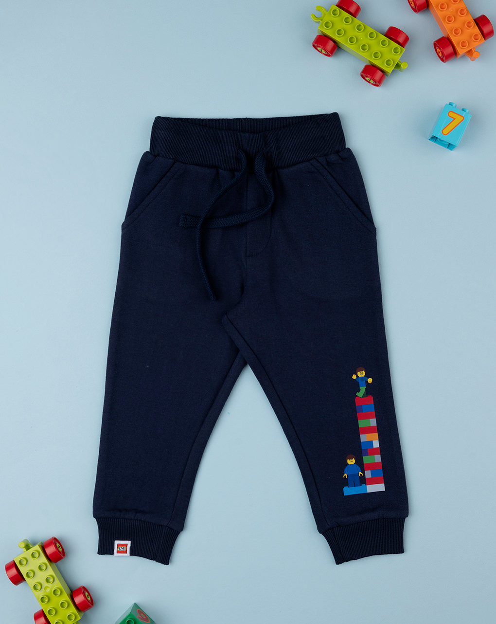Pantalone blu bimbo in felpa lego