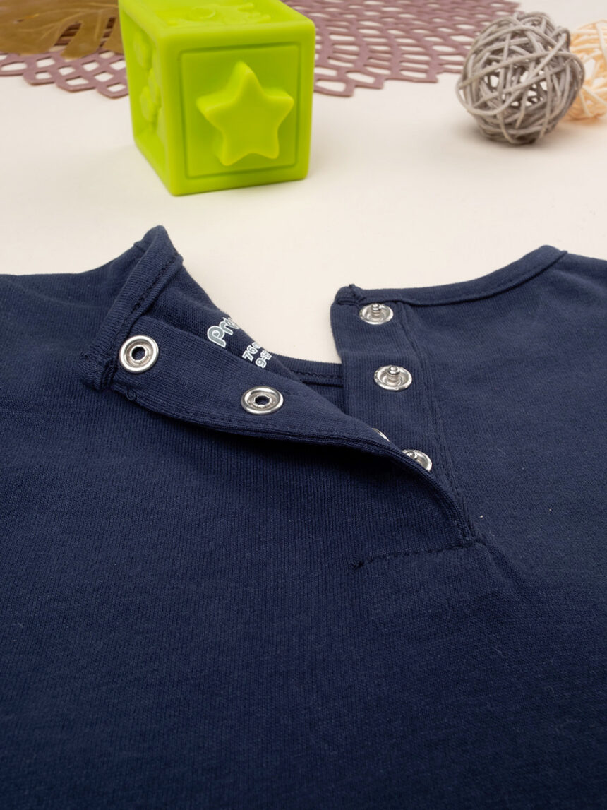 T-shirt blu bimba maniche lunghe con stampa - Prénatal