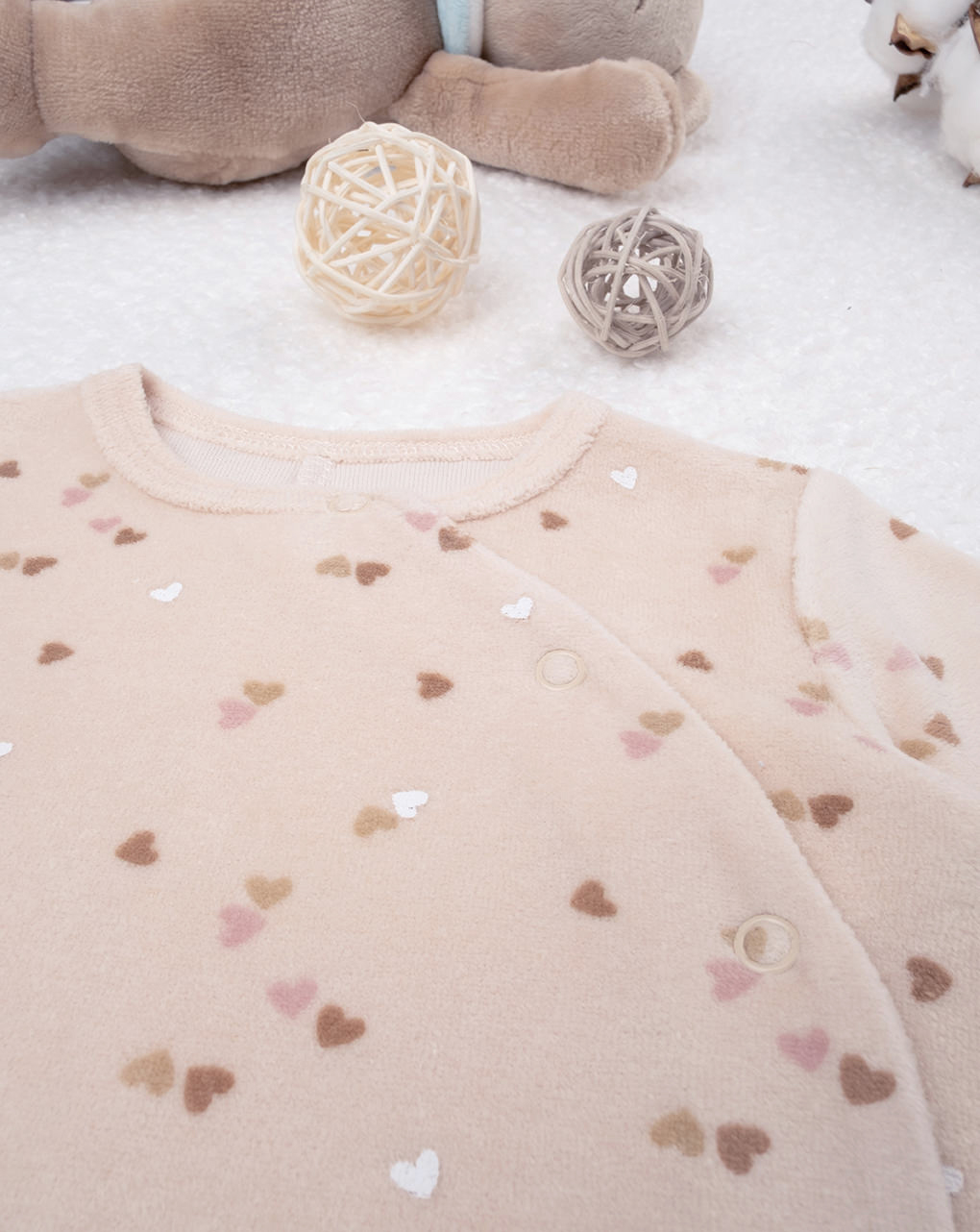 Tutina beige neonata in ciniglia - Prénatal