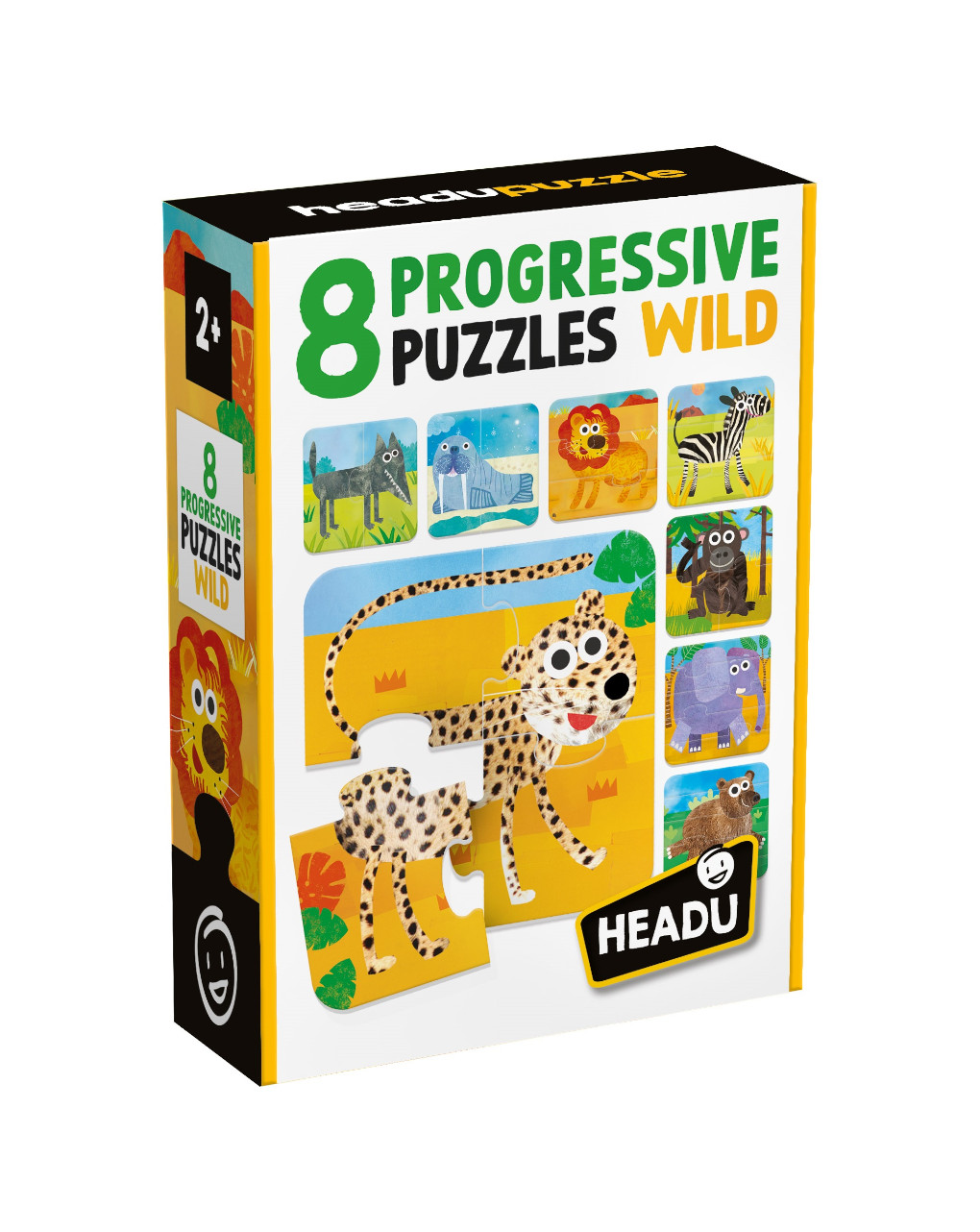 8 progressive puzzles wild 2+ anni - headu