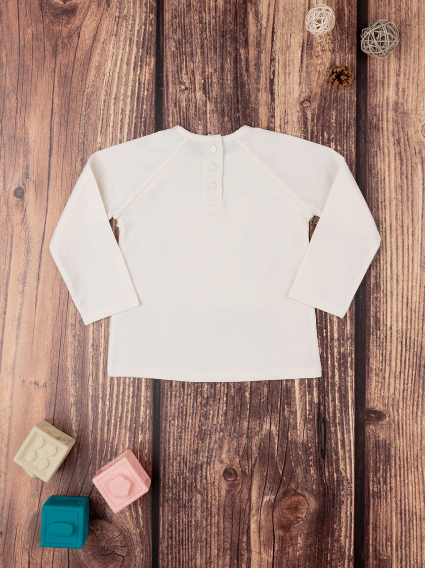 T-shirt panna bimba con stampa e frill - Prénatal