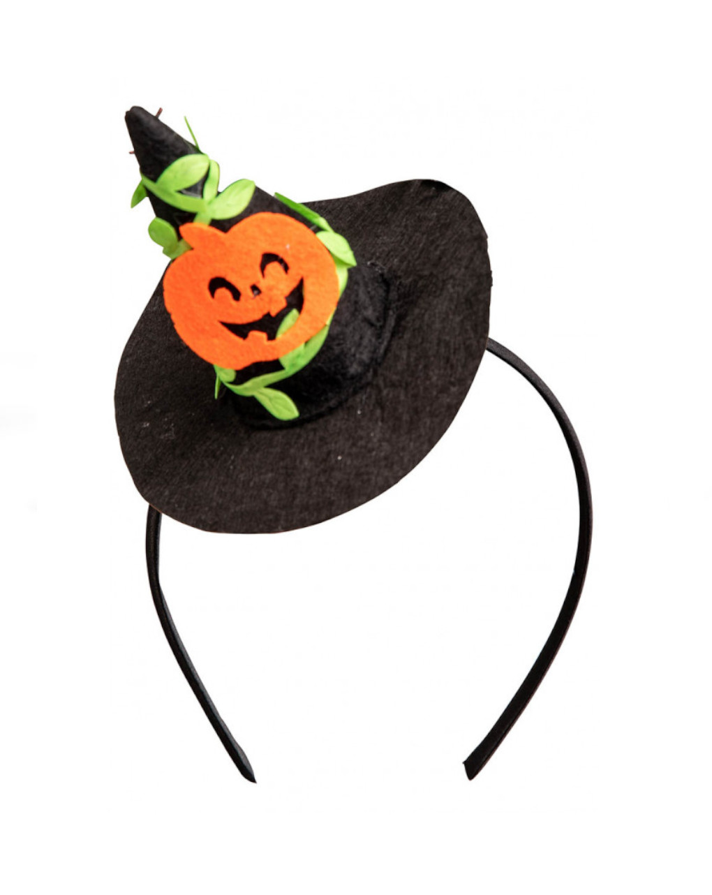 Mini cappellino nero da strega con zucca su cerchietto - carnival toys - Carnival Toys
