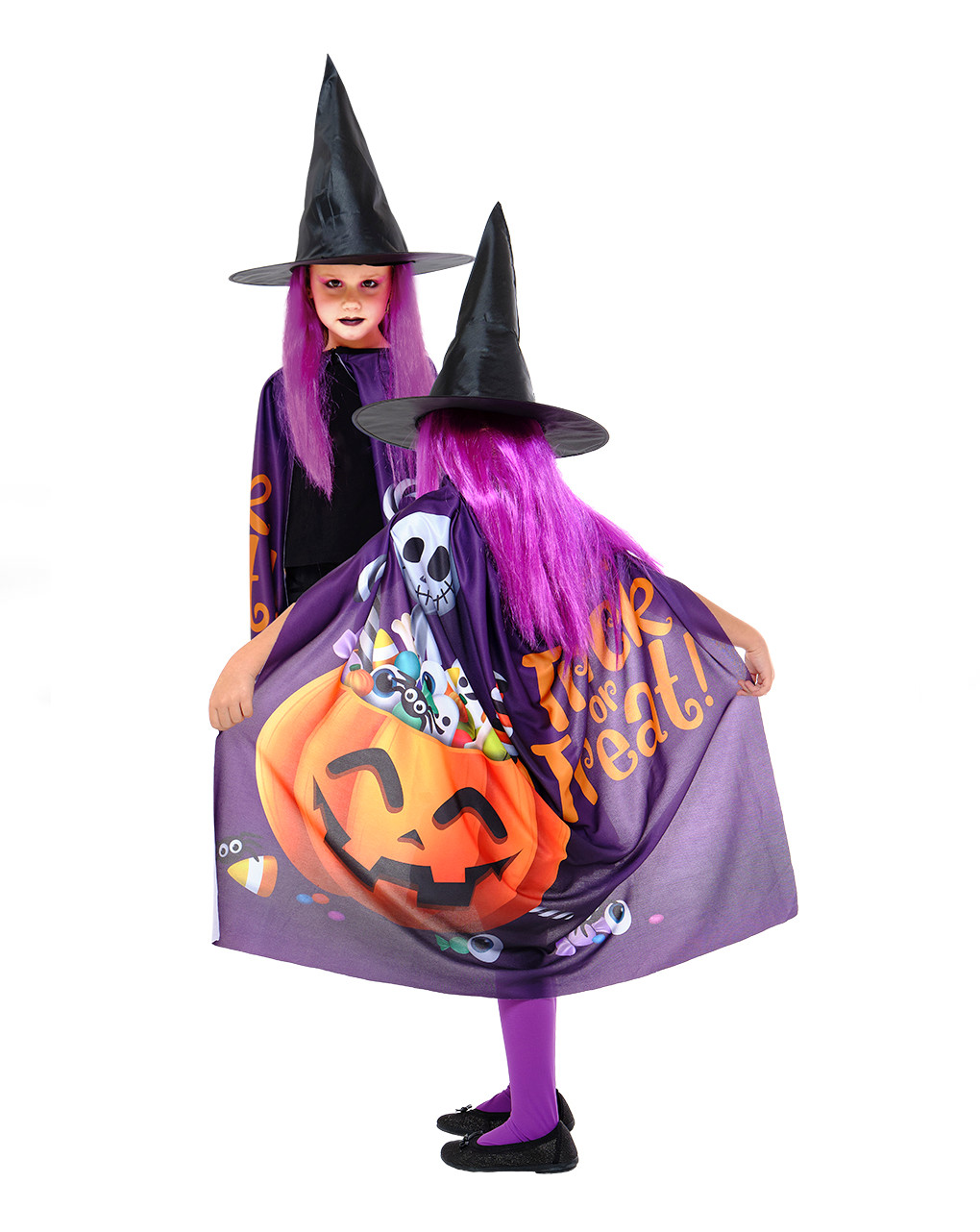 Halloween set strega dolcetto o scherzetto 4/7 anni: mantello + cappello - rubie's - Rubie's