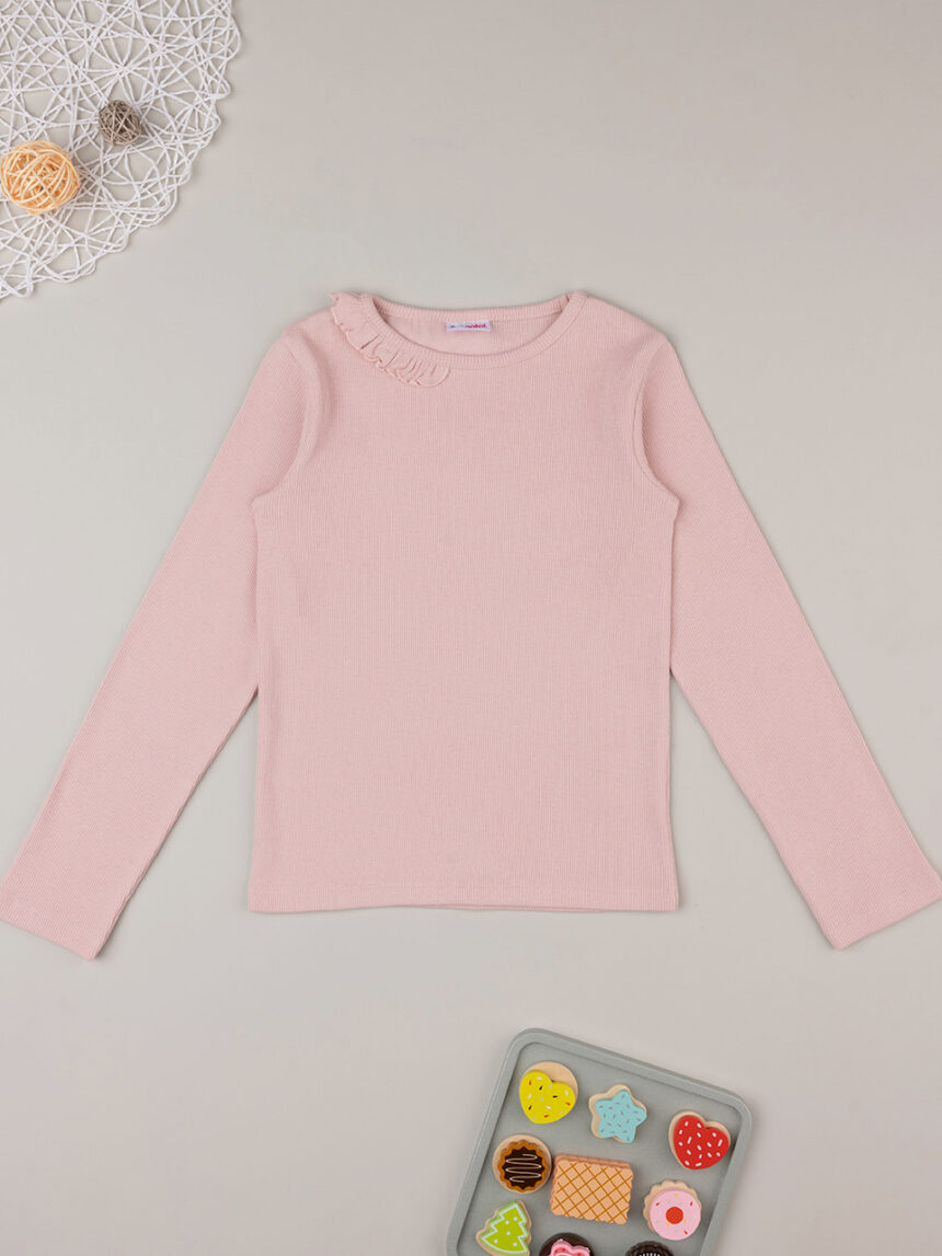 T-shirt maniche lunghe rosa bambina - Prénatal