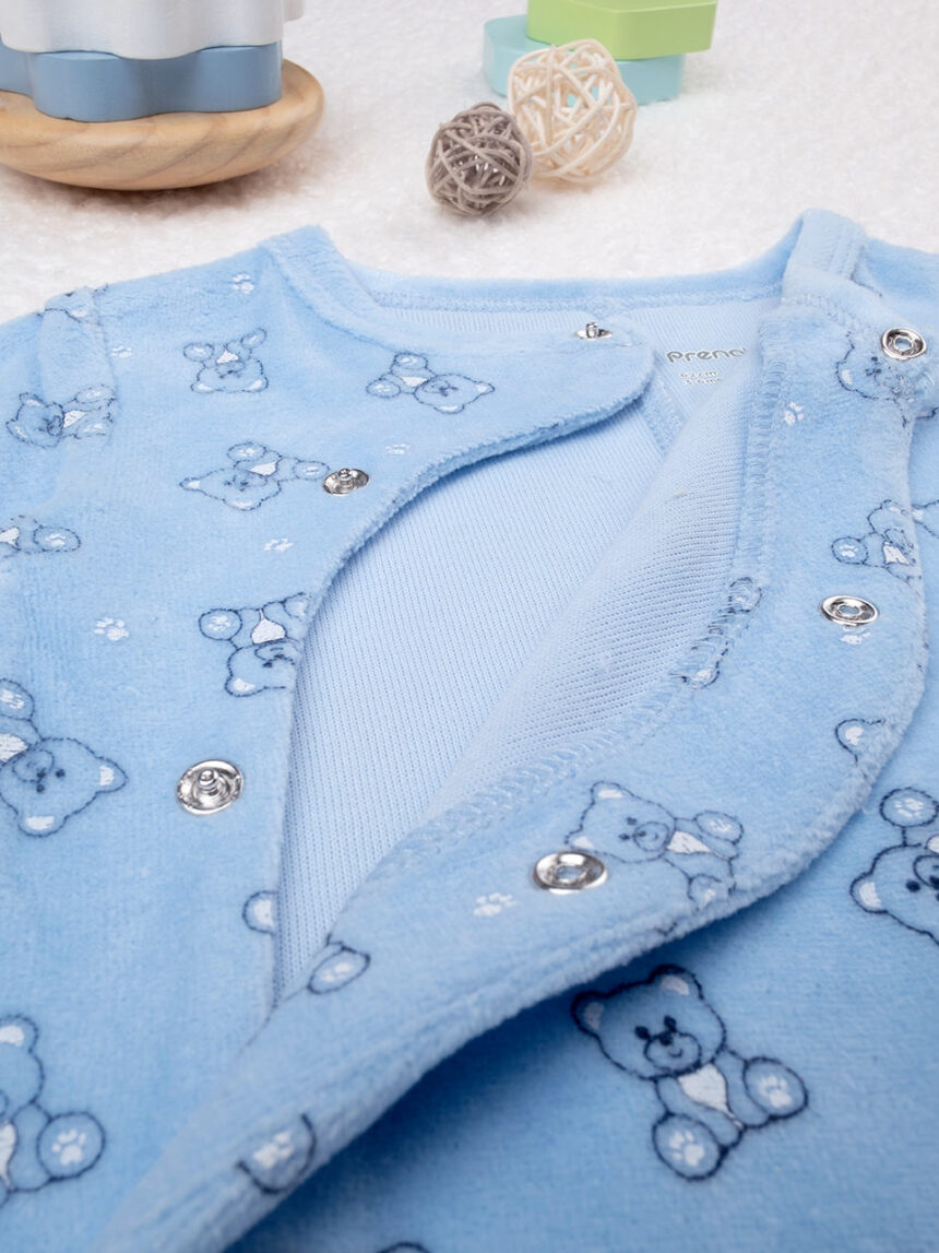 Tutina azzurra neonato in ciniglia - Prénatal