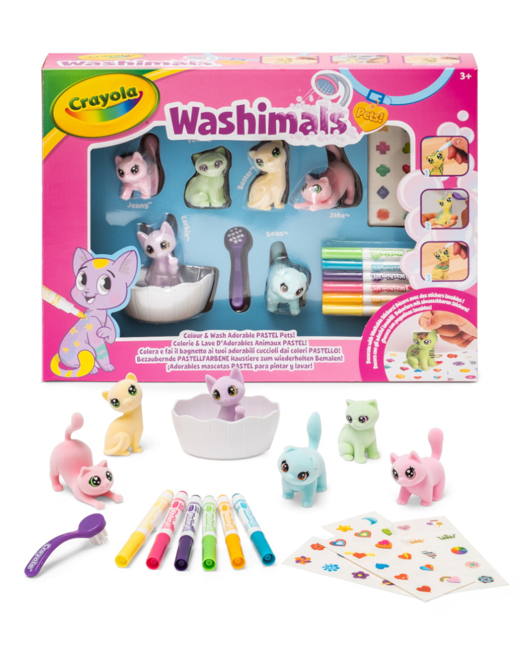 Set attività cuccioli dai colori pastello con adesivi - crayola washimals pets