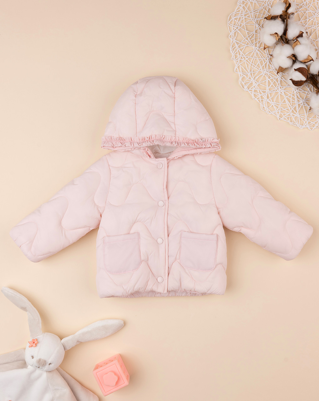 Giacca rosa neonata con cappuccio