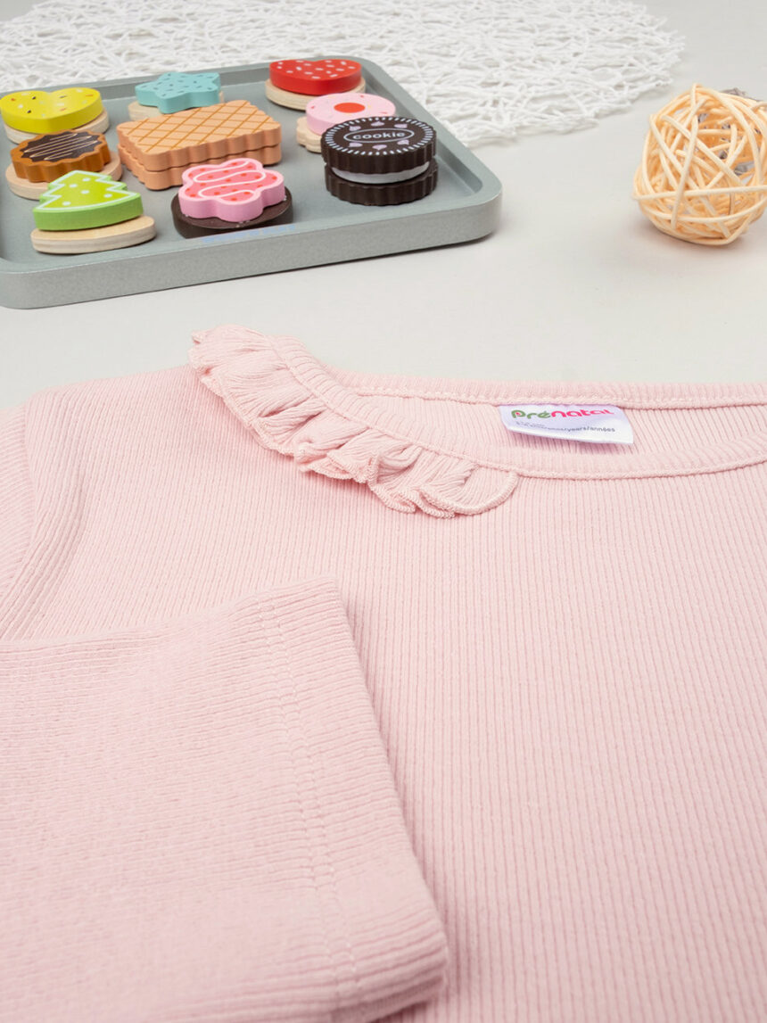 T-shirt maniche lunghe rosa bambina - Prénatal