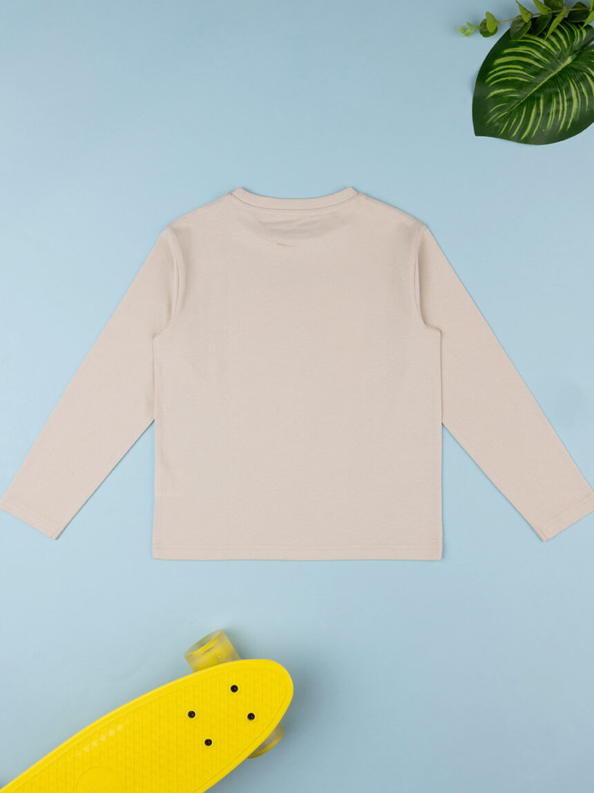 T-shirt beige maniche lunghe bambino con stampa - Prénatal