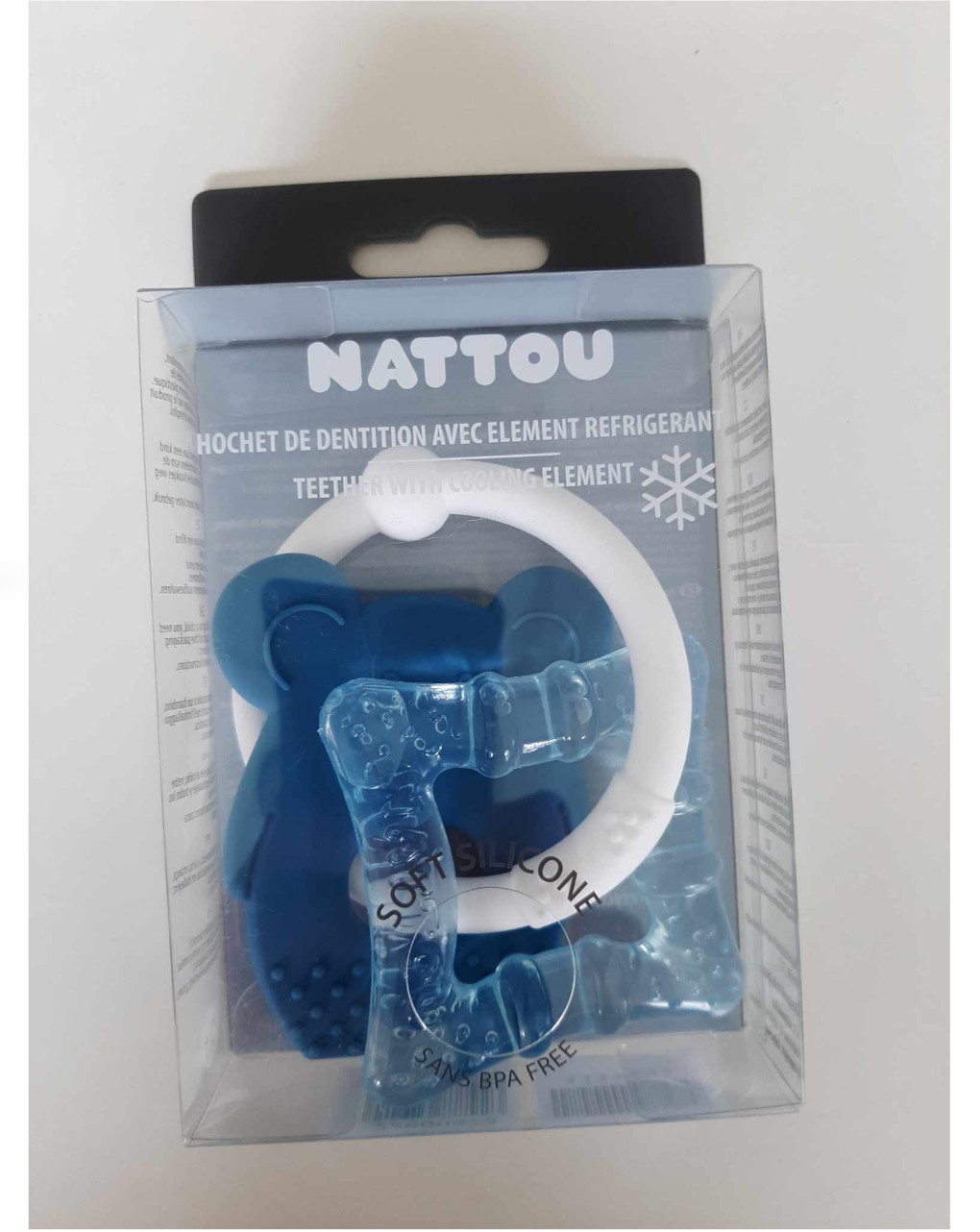 Sonaglio dentizione in silicone azzurro con gel rinfrescante 10 cm - nattou - Nattou