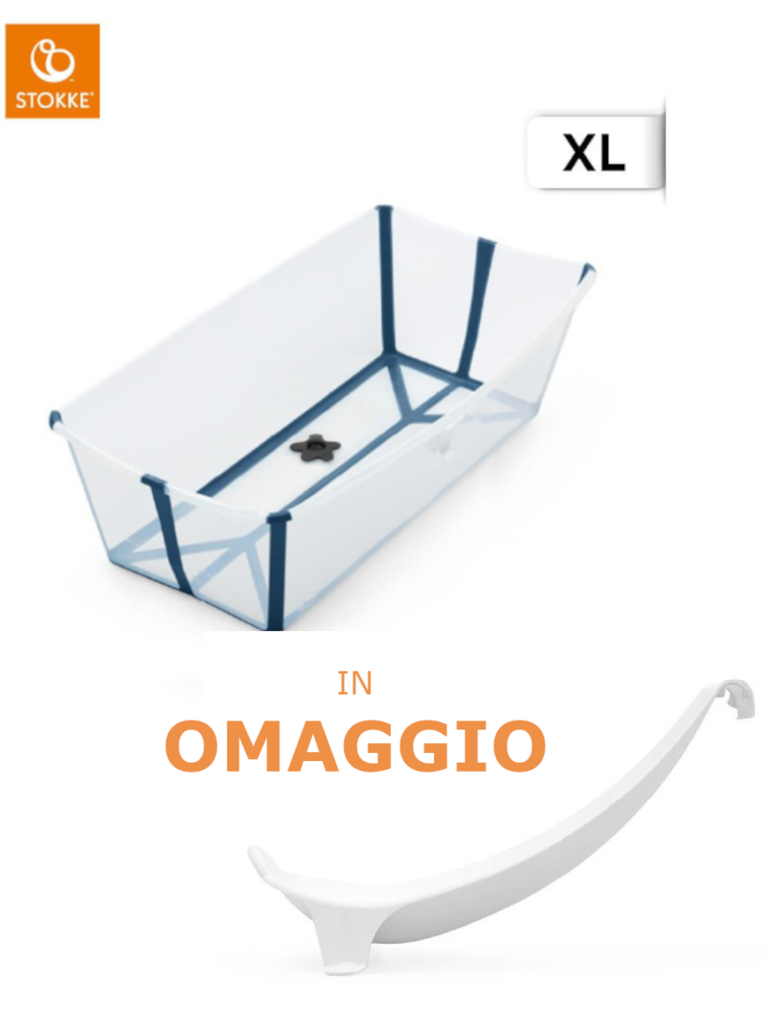 Flexi bath x-large trasparent blue + supporto in omaggio  - stokke® - Stokke