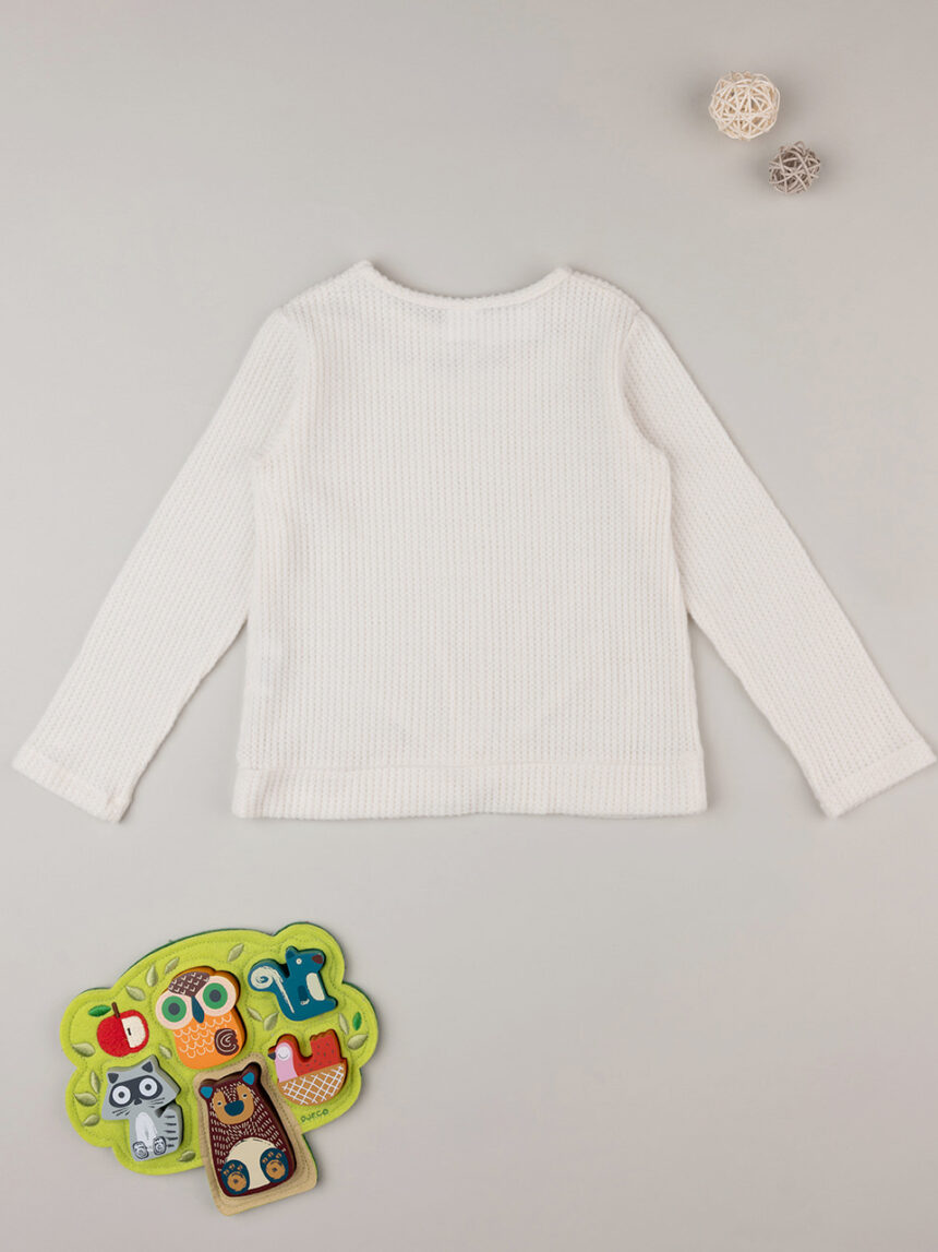 T-shirt bianca bambina con ricami - Prénatal