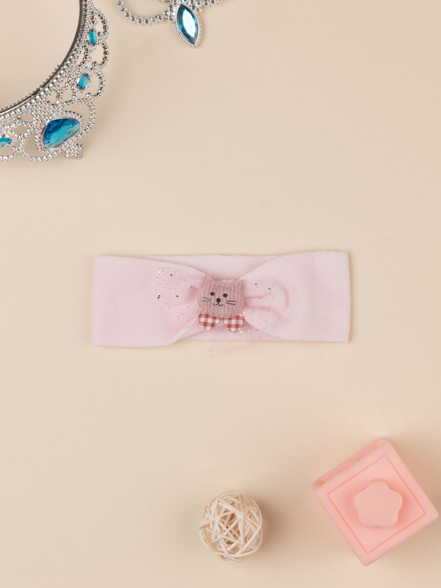 Fascia capelli rosa neonata con gatto - Prénatal