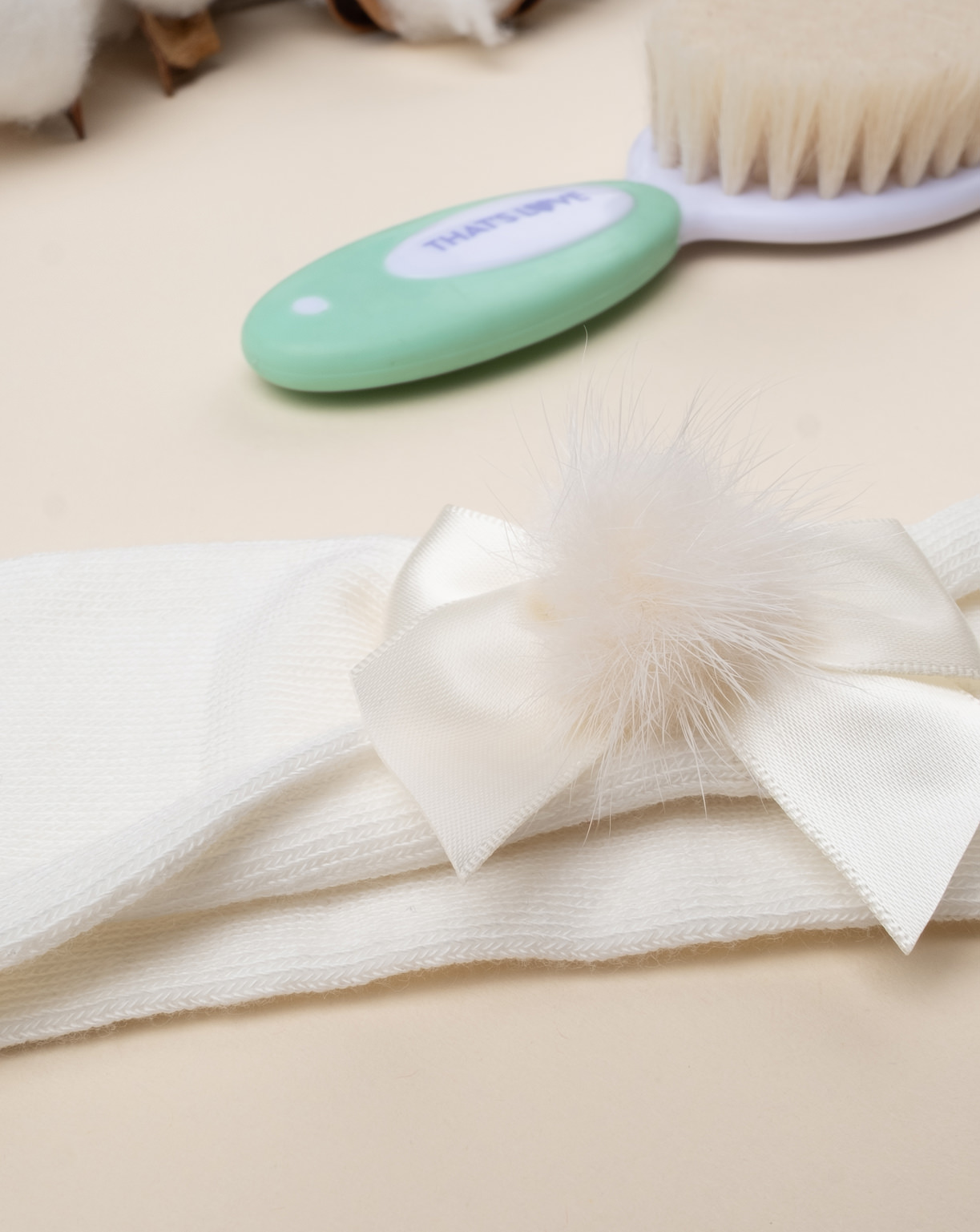 Fascia bianca capelli neonata con fiocco - Prénatal