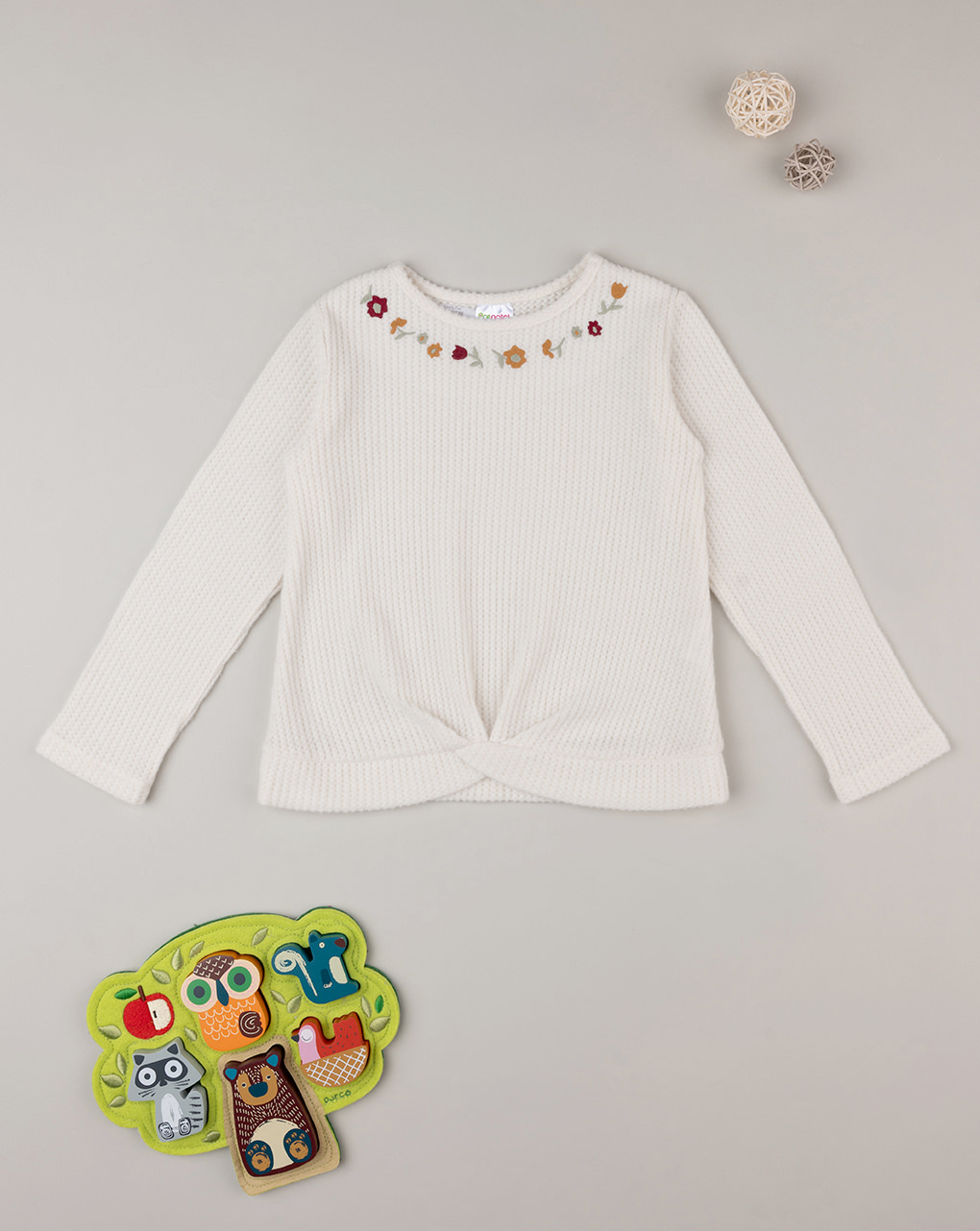 T-shirt bianca bambina con ricami - Prénatal