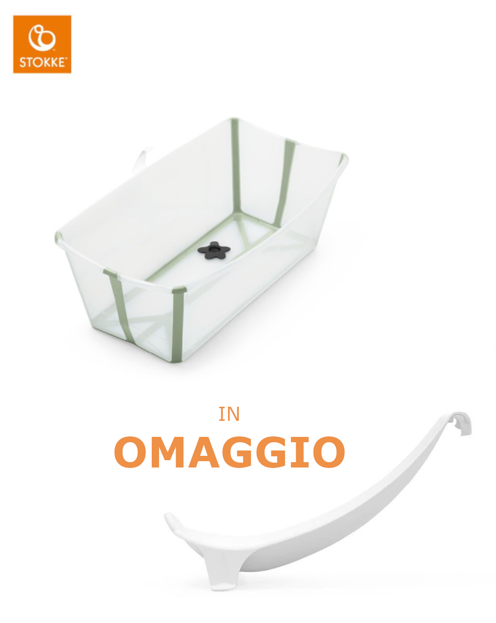 Flexi bath trasparent green + supporto in omaggio  - stokke®