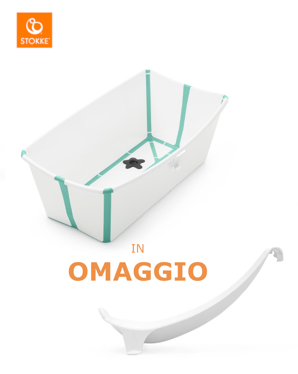 Flexi bath white acqua + supporto in omaggio  - stokke®