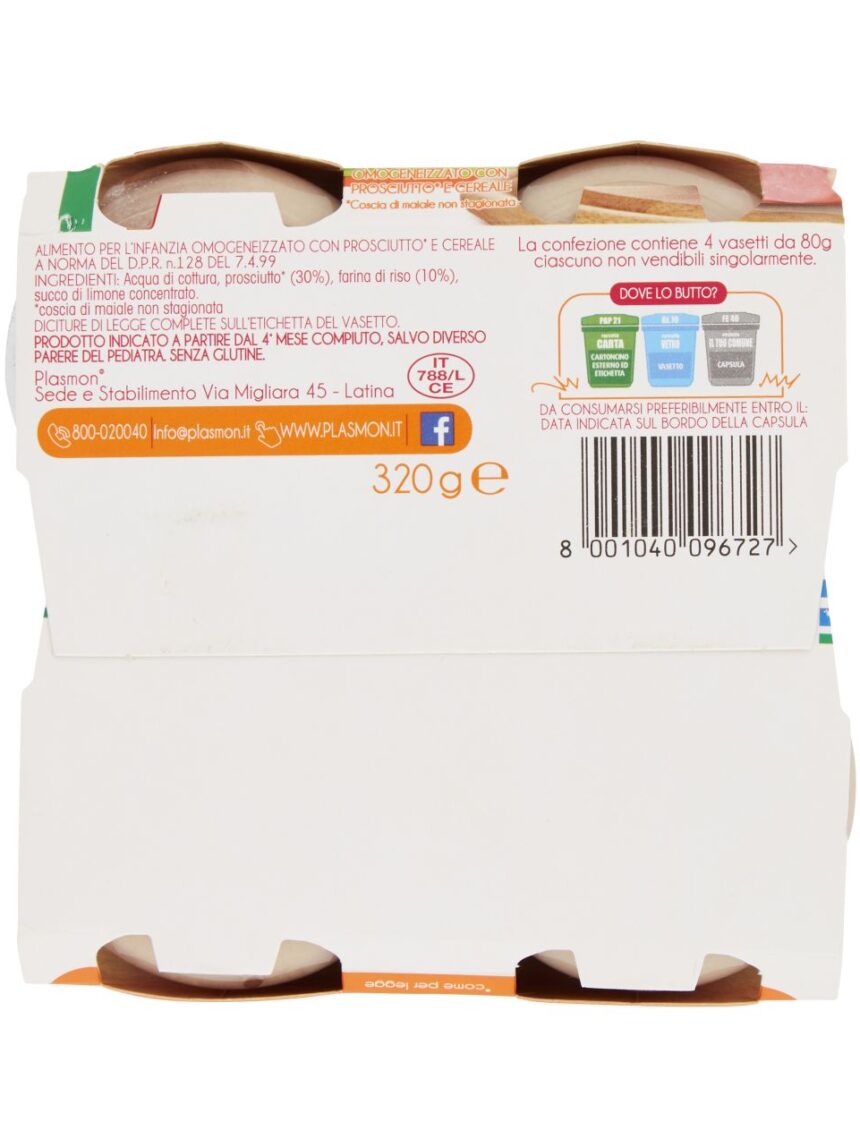 Plasmon - Omogeneizzato vitello 4x80g - Prénatal