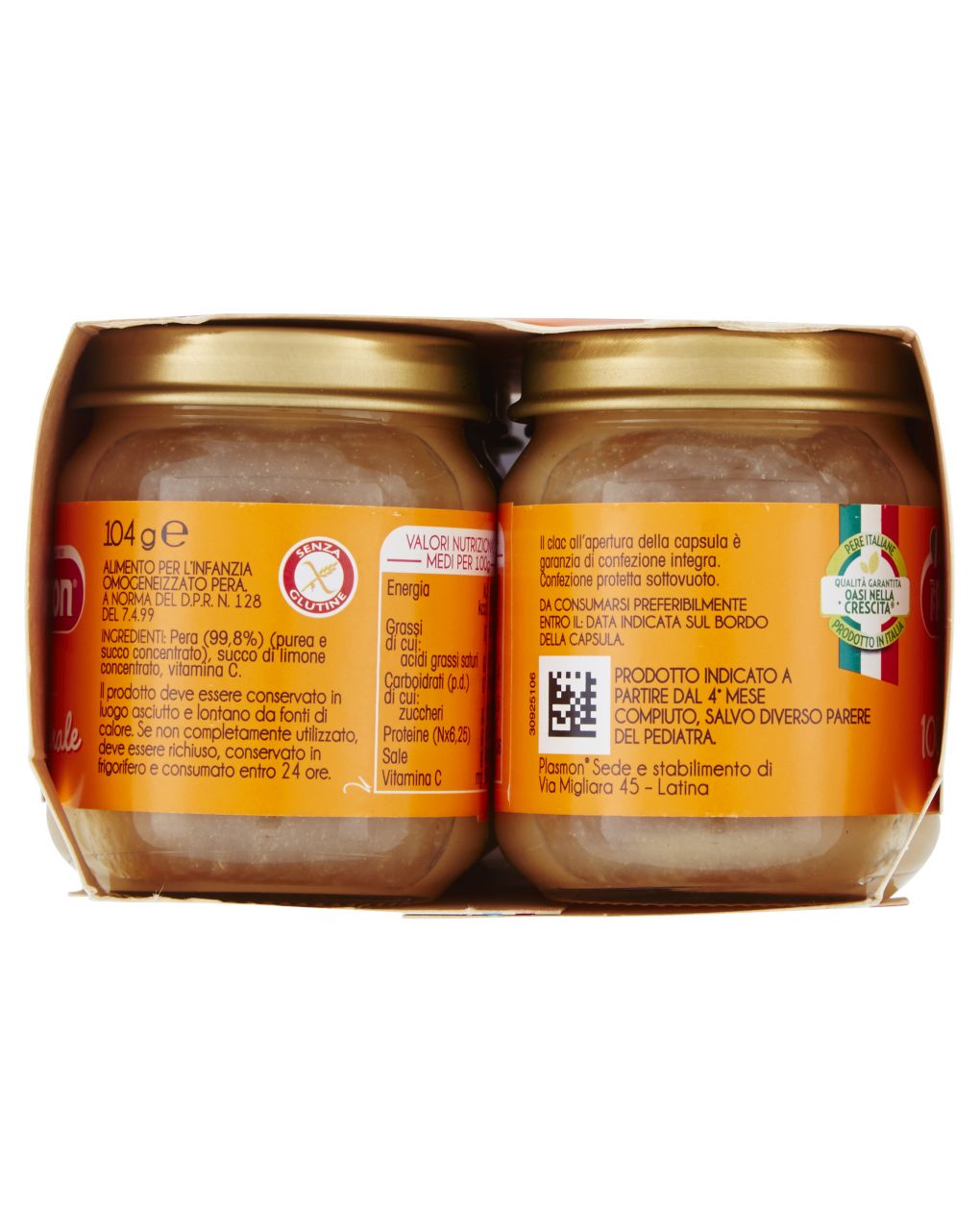 Plasmon - omogeneizzato pera 6x104g - Plasmon
