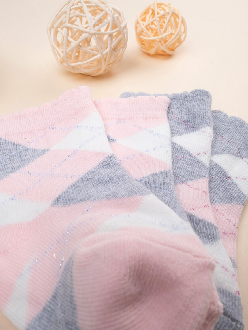 Pack 4 calze bimba rosa/grigio - Prénatal