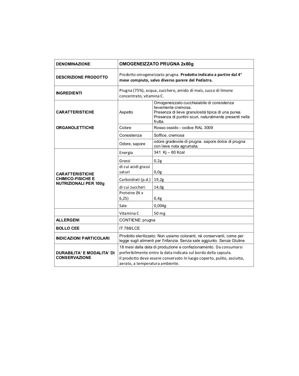 Nipiol - omogeneizzato prugna 6x80 gr