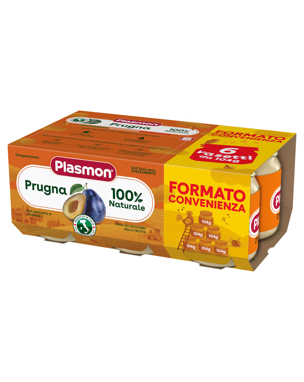 Plasmon Omogeneizzato Frutta Prugna 80g 24 Vasetti con Frutta